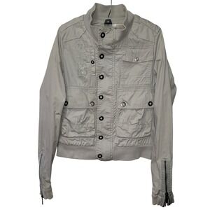 Ecko Red Rawthentic‎ XS Cotton Jacket Light Gray Zip Front Utility Streetwear